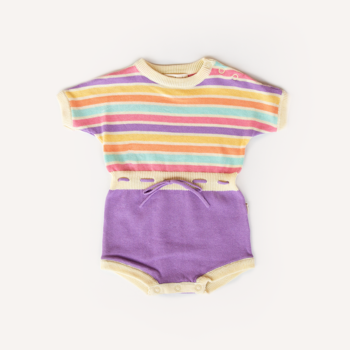 Cute baby girls romper in pastel rainbow colours